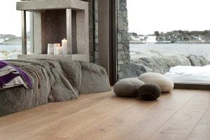 Wood flooring in a meditation space